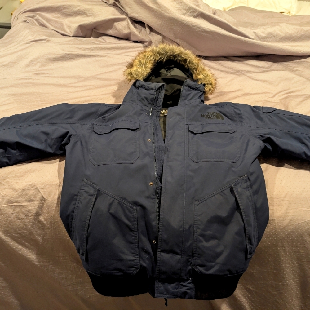 The North Face Men's Blue Jacket with Fur Hood